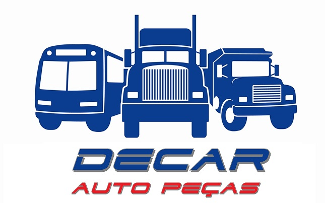 Decar Auto Peças — logo com ônibus, caminhão e pick-up